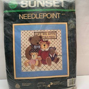 Vintage Sunset Needlepoint Kit Bear Family Portrait 16 x 16